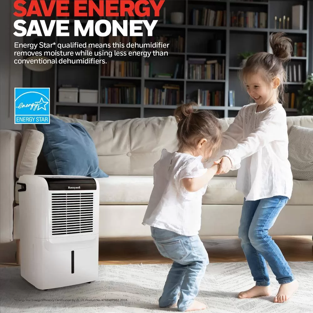 Honeywell DH45WKN 35 Pint Energy Star Dehumidifier with Anti-Spill Design, Fan and 5 Year Warranty