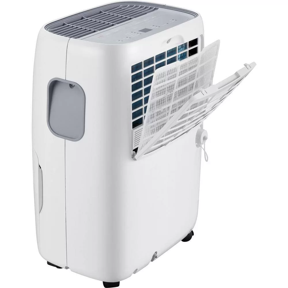 Whirlpool WHAD501CW 50-Pint Portable Dehumidifier with 24-Hour Timer, Auto Shut-Off, Easy-Clean Filter, Auto-Restart and Wheels
