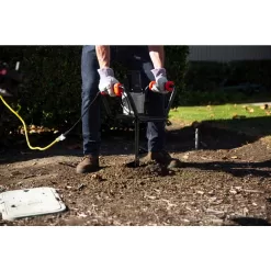 XtremepowerUS 85060-H2 6 in. Digging Auger Drill Bit in Black with 1500-Watt 1.6 HP Electric Earth Post Hole Digger