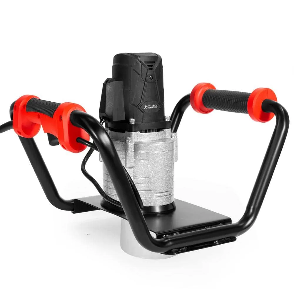 XtremepowerUS 85060-H2 6 in. Digging Auger Drill Bit in Black with 1500-Watt 1.6 HP Electric Earth Post Hole Digger
