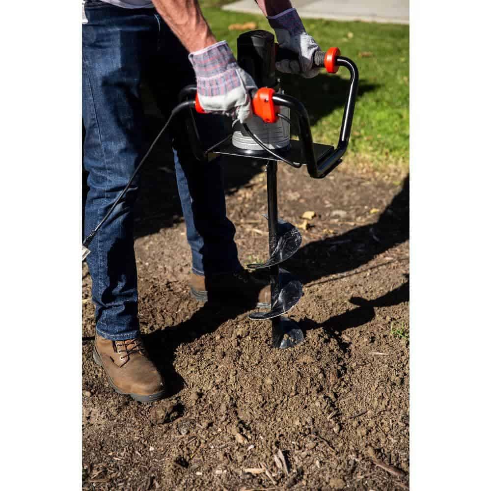 XtremepowerUS 85060-H2 6 in. Digging Auger Drill Bit in Black with 1500-Watt 1.6 HP Electric Earth Post Hole Digger