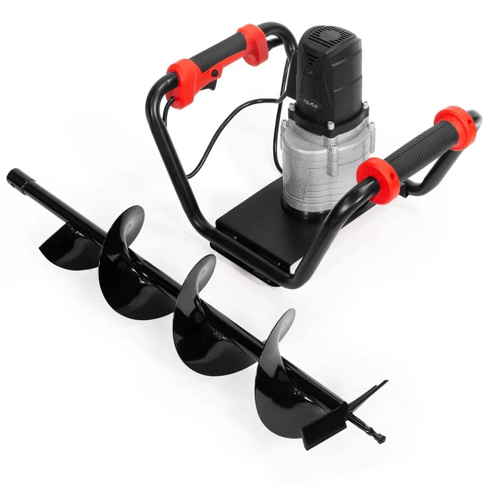 XtremepowerUS 85060-H2 6 in. Digging Auger Drill Bit in Black with 1500-Watt 1.6 HP Electric Earth Post Hole Digger