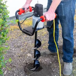 XtremepowerUS 85060-H2 6 in. Digging Auger Drill Bit in Black with 1500-Watt 1.6 HP Electric Earth Post Hole Digger