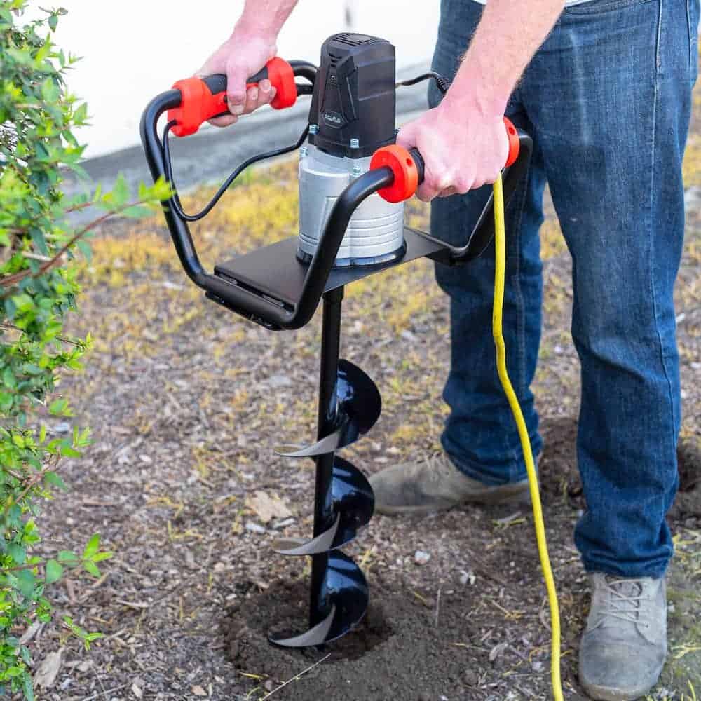 XtremepowerUS 85060-H2 6 in. Digging Auger Drill Bit in Black with 1500-Watt 1.6 HP Electric Earth Post Hole Digger