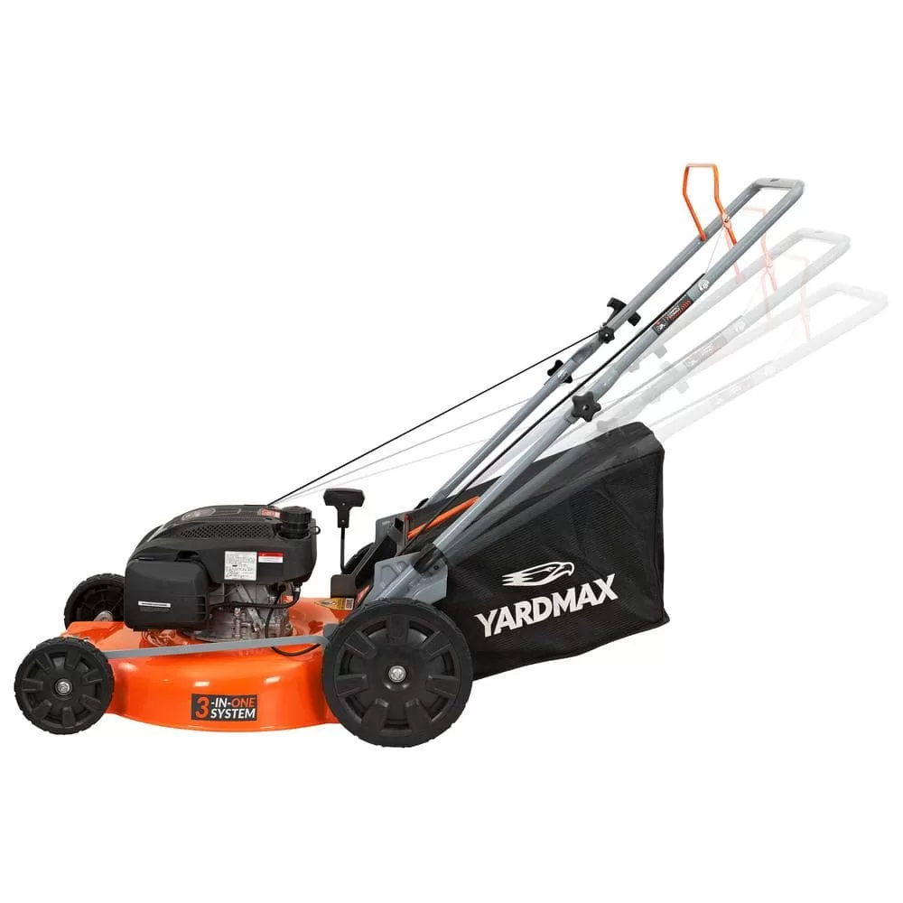 YARDMAX YG1650 21 in. 170cc 3-in-1 Gas Walk Behind Push Lawn Mower with High Rear Wheels