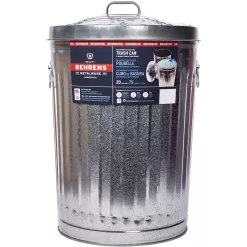 Behrens 20 gal Silver Galvanized Steel Garbage Can Lid Included Animal Proof/Animal Resistant