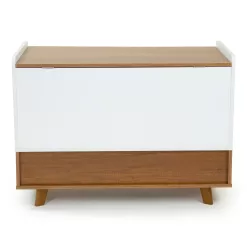 Humble Crew Morgan Mid-Century Kids' Toy Chest with Soft Close Lid and Storage Shelf Wood/White