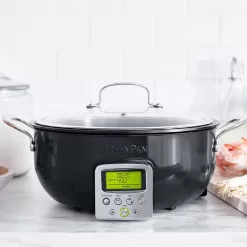 GreenPan 15.83"W Elite Ceramic Nonstick Essential Smart Electric Skillet 6-quart