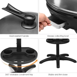 Costway 1350 W Outdoor Electric BBQ Grill with Removable Stand
