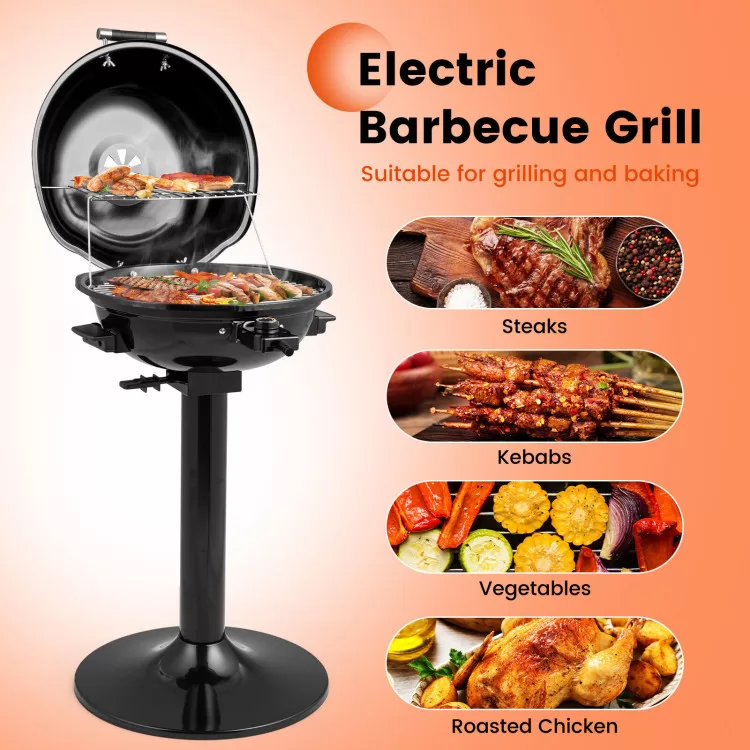 Costway 1600W Electric BBQ Grill with Removable Non-Stick Warming Rack