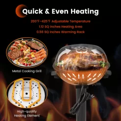 Costway 1600W Electric BBQ Grill with Removable Non-Stick Warming Rack