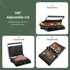 Costway 3-in-1 Electric Panini Press Grill with Non-Stick Coated Plates