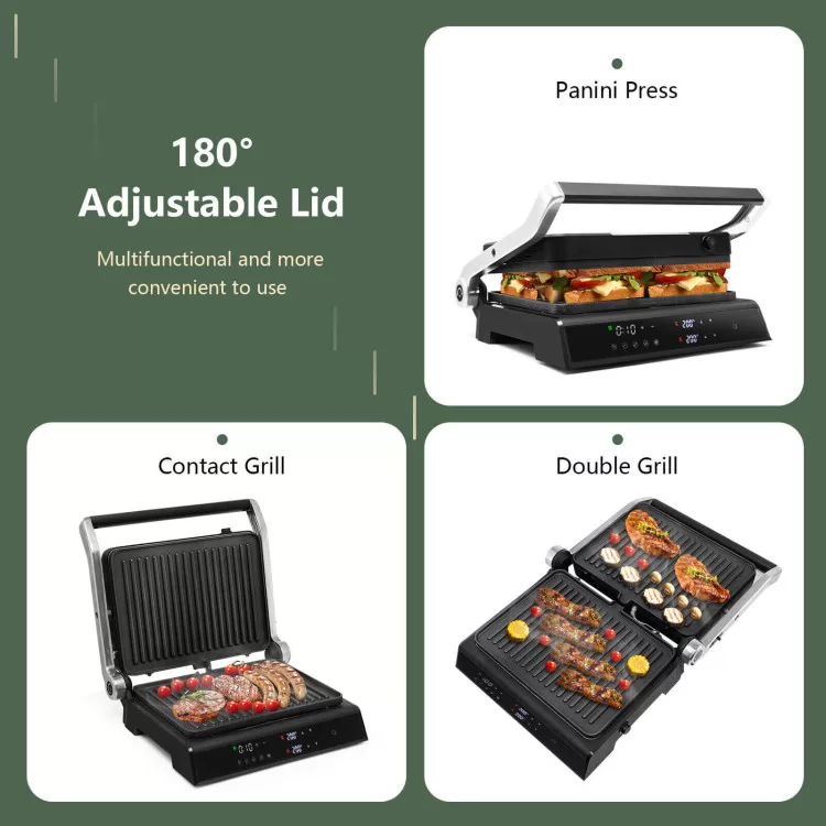 Costway 3-in-1 Electric Panini Press Grill with Non-Stick Coated Plates