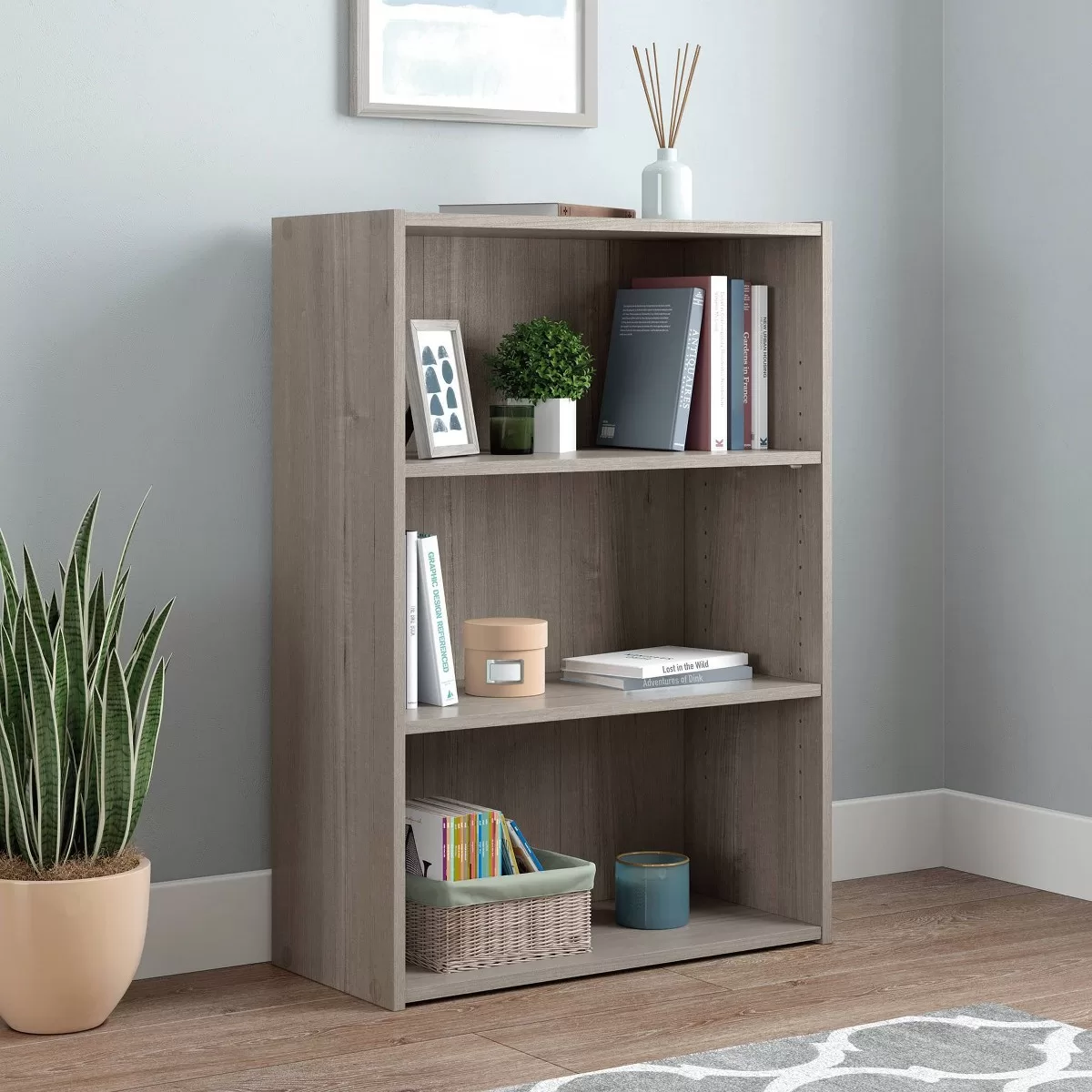 Sauder 35.27" 3 Shelves Beginnings Bookcase Silver Sycamore - Sauder