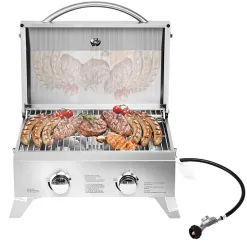 Costway 2 Burner Portable Stainless Steel BBQ Table Top Grill for Outdoors