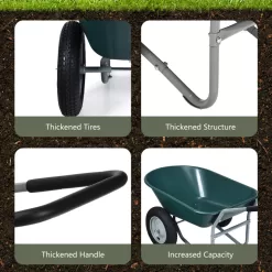 Costway 2 Tire Wheelbarrow Garden Cart Heavy-duty Dolly Utility Cart, Green