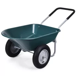 Costway 2 Tire Wheelbarrow Garden Cart Heavy-duty Dolly Utility Cart, Green