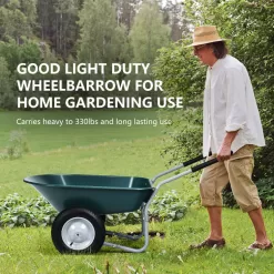 Costway 2 Tire Wheelbarrow Garden Cart Heavy-duty Dolly Utility Cart, Green