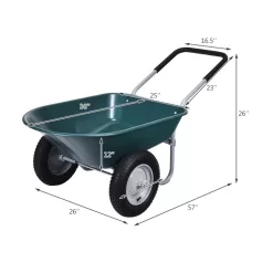Costway 2 Tire Wheelbarrow Garden Cart Heavy-duty Dolly Utility Cart, Green