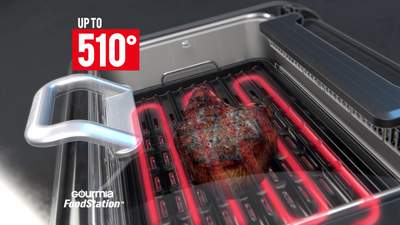 Gourmia FoodStation 5-in-1 Smokeless Grill & Air Fryer with Smoke-Extracting Technology