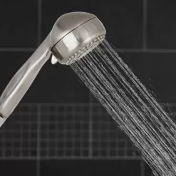Waterpik PowerSpray Plus Brushed Nickel 5 settings Showerhead 1.8 gpm