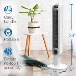 Lasko 36 in. H 3 speed Oscillating Tower Fan