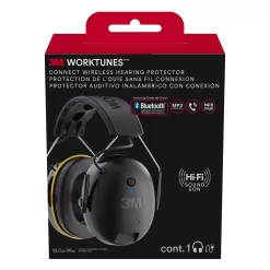3M WorkTunes 24 dB Over-the-Head Hearing Protector Earmuff Black/Yellow 1 pair