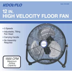 KOOL-FLO 14.4 in. H X 12 in. D 3 speed High Velocity Fan