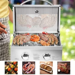 Costway 2 Burner Portable Stainless Steel BBQ Table Top Grill for Outdoors