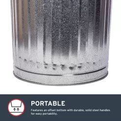 Behrens 20 gal Silver Galvanized Steel Garbage Can Lid Included Animal Proof/Animal Resistant