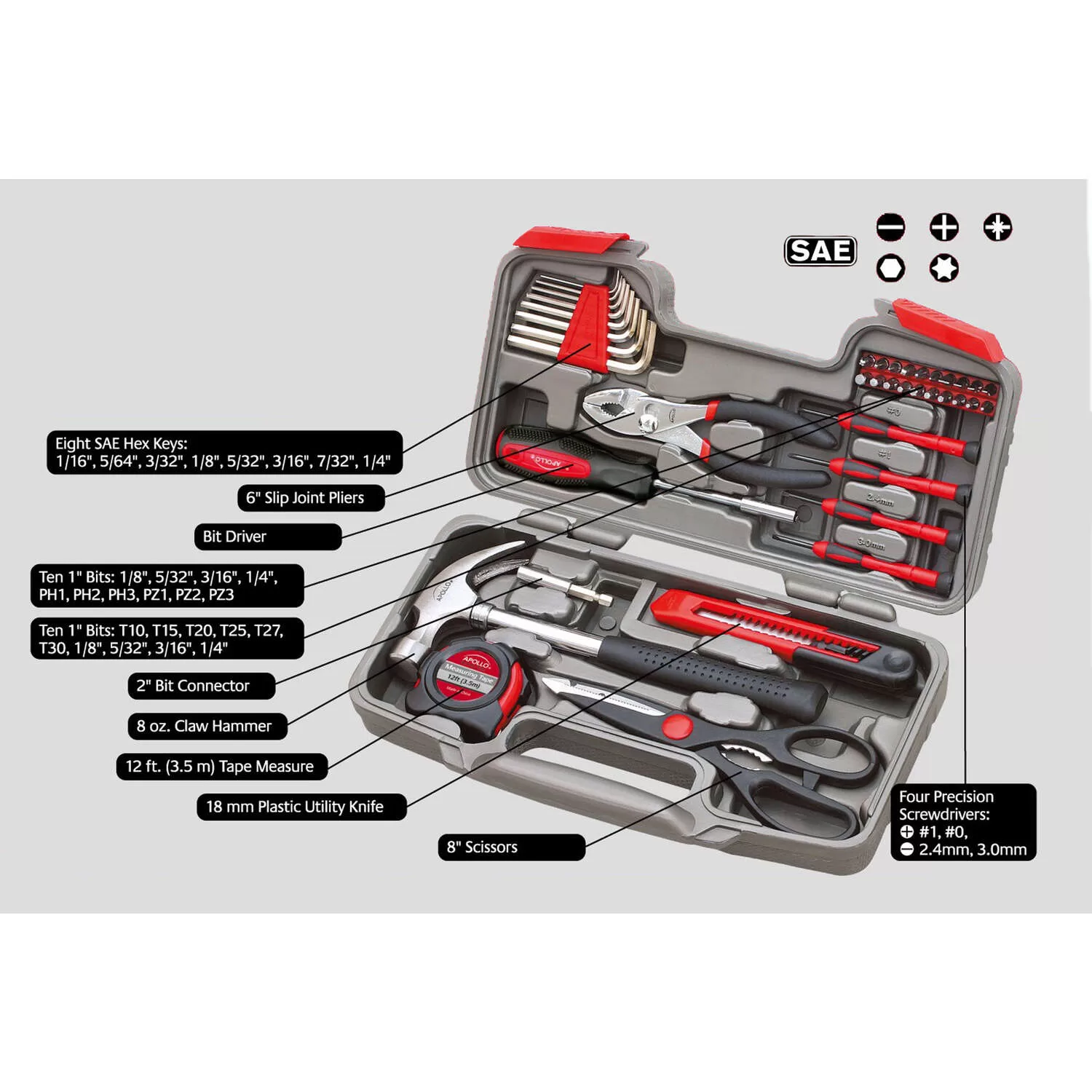 Apollo Tools General Tool Kit 39 pc
