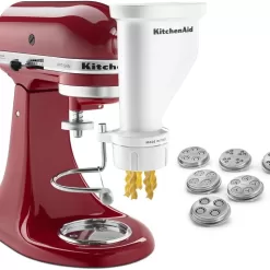 KitchenAid KSMPEXTA Gourmet Pasta Press Attachment with 6 Interchangeable Pasta Plates, White