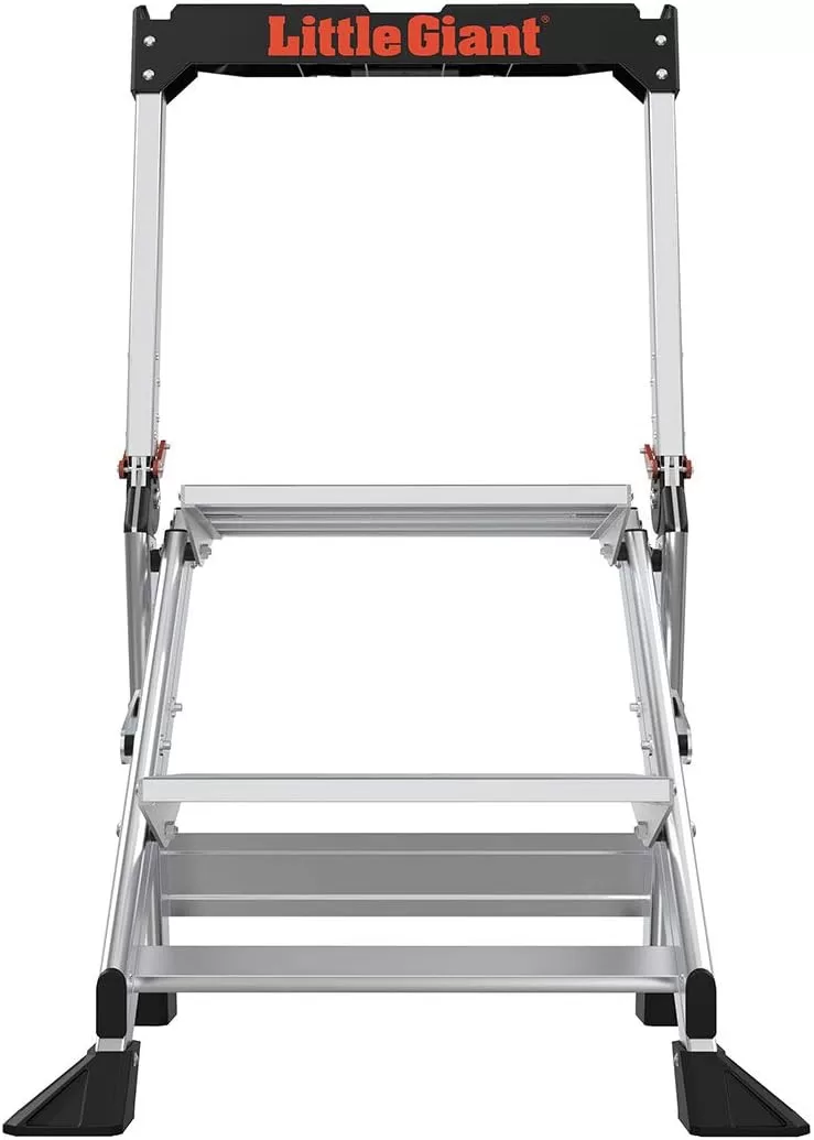 Little Giant Ladders, Jumbo Step, 2-Step, 2 foot, Step Stool, Aluminum, Type 1AA, 375 lbs weight rating, (11902), Silver