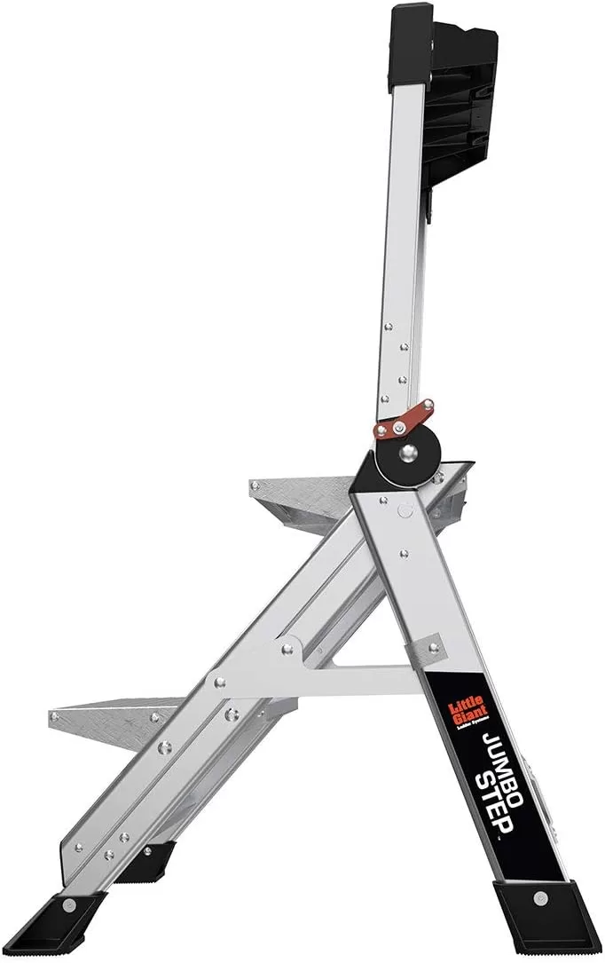 Little Giant Ladders, Jumbo Step, 2-Step, 2 foot, Step Stool, Aluminum, Type 1AA, 375 lbs weight rating, (11902), Silver