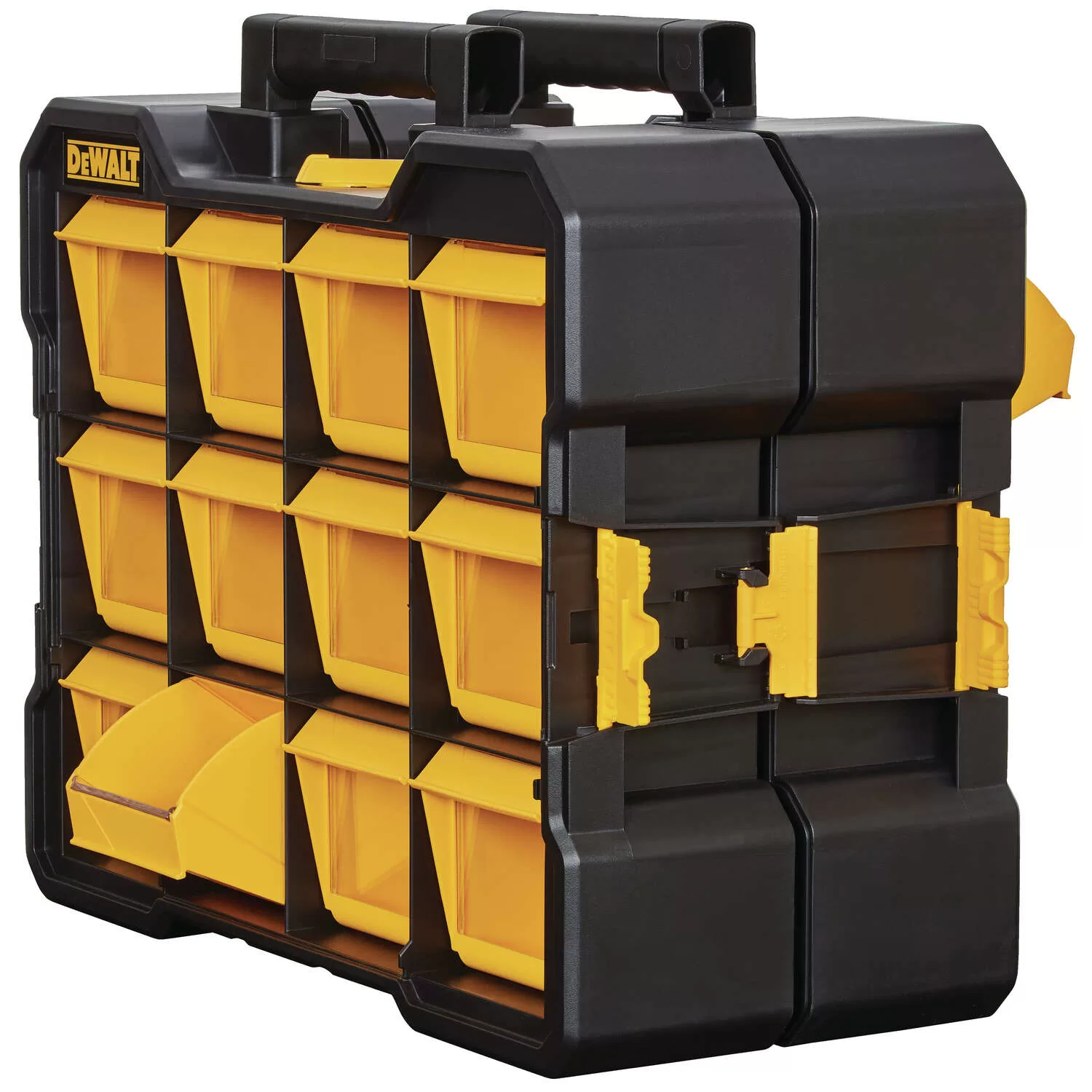DeWalt 4.2 in. W X 13.5 in. H Flip Bin Storage Organizer Plastic 12 compartments Yellow
