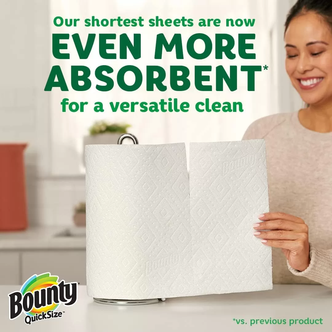 Bounty Quick-Size Paper Towels, White, 12 Family Rolls = 30 Regular Rolls