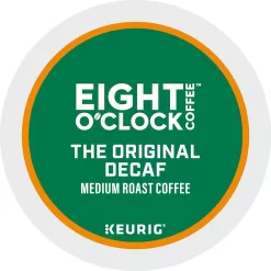 Eight O'Clock Coffee The Original Decaf, Single-Serve Coffee K-Cup Pods, Medium Roast, 12 Count (Pack of 6)