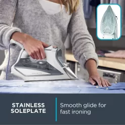 Rowenta Focus Stainless Steel Soleplate Steam Iron for Clothes DW5280, Blue