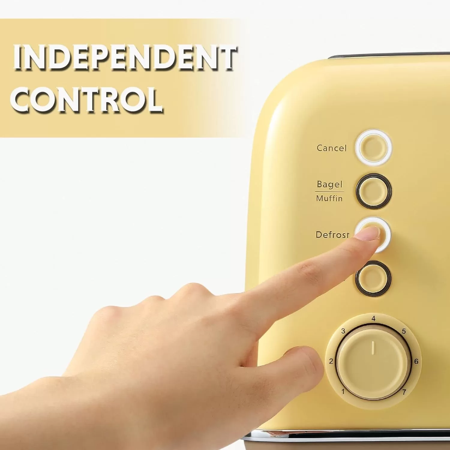BUYDEEM DT640 4-Slice Toaster, Extra Wide Slots, Retro Stainless Steel, 7-Shade Settings (Mellow Yellow)