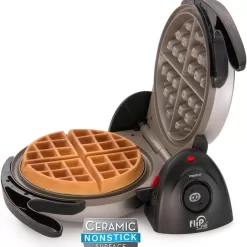 Presto 03510 Ceramic FlipSide Belgian Waffle Maker,Black