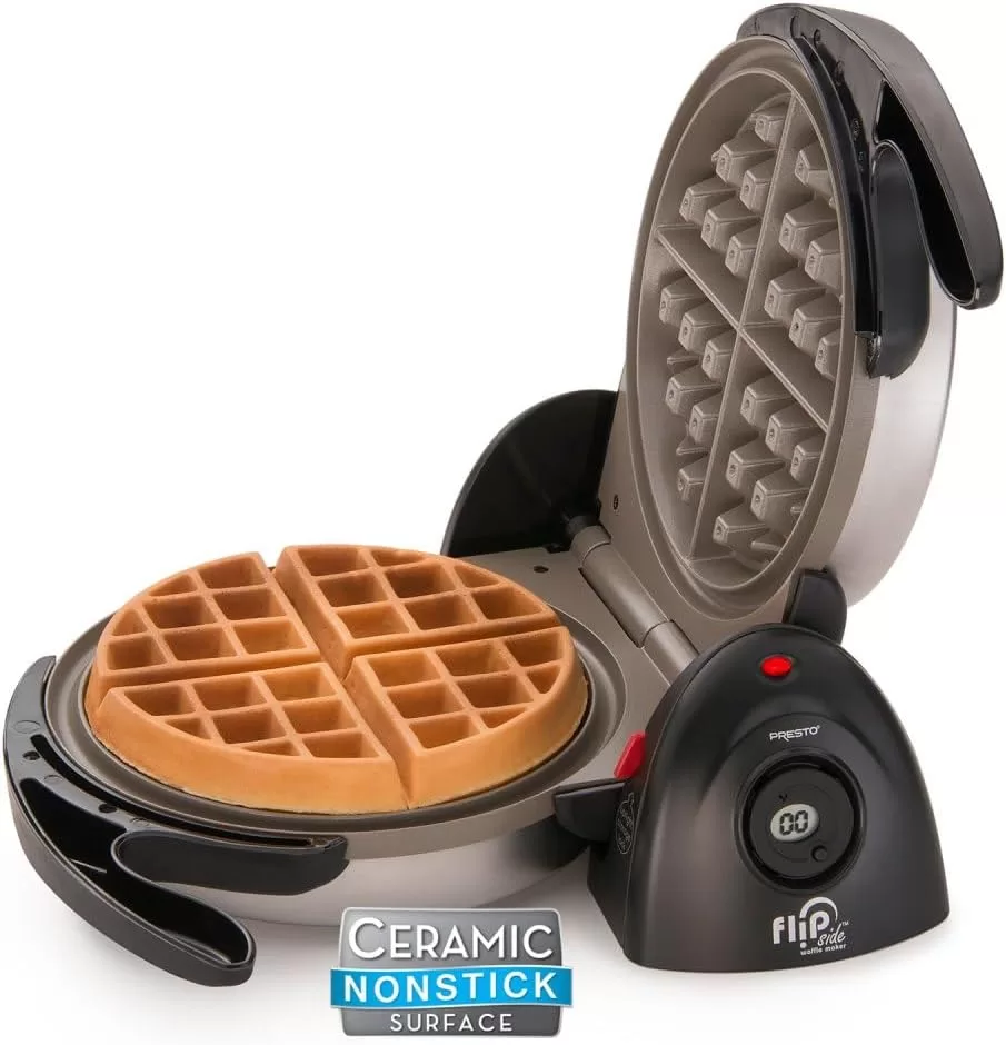 Presto 03510 Ceramic FlipSide Belgian Waffle Maker,Black