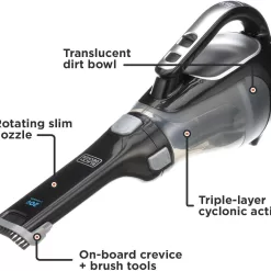 BLACK+DECKER 20V Cordless Handheld Vacuum with Pivoting Nozzle and Washable Filter (BDH2000L), Black