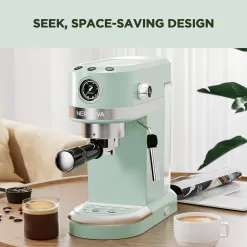 Neretva 20 Bar Espresso Coffee Machine with Steam Wand for Latte Espresso and Cappuccino - Mint Green