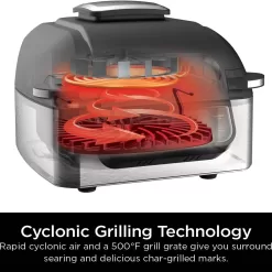 Ninja AG301 Foodi 5-in-1 Indoor Electric Grill with Air Fry, Roast, Bake & Dehydrate - Programmable, Black/Silver