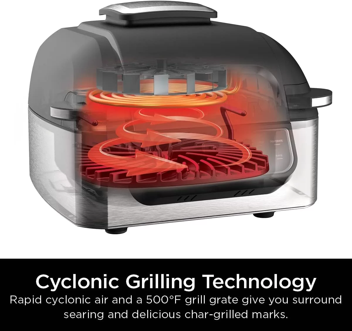 Ninja AG301 Foodi 5-in-1 Indoor Electric Grill with Air Fry, Roast, Bake & Dehydrate - Programmable, Black/Silver