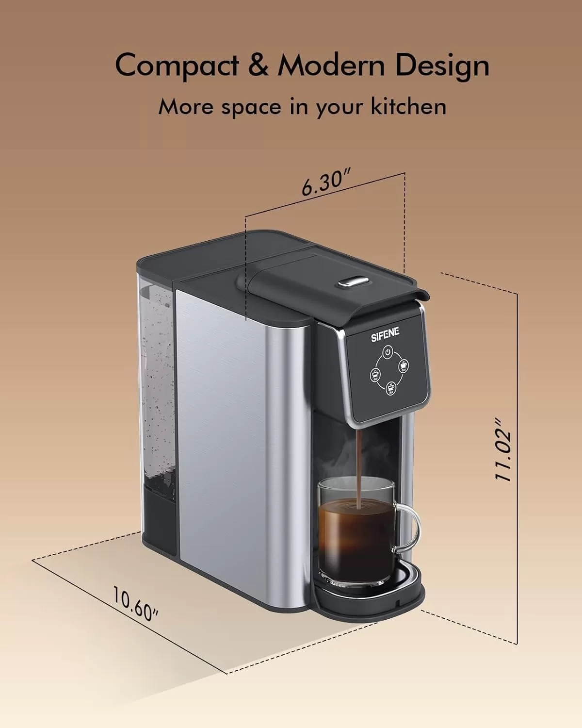 SIFENE Single Serve Coffee Maker, 3 in 1 Coffee Machine, Personal K-Pod Capsule Brewer, Black