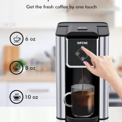 SIFENE Single Serve Coffee Maker, 3 in 1 Coffee Machine, Personal K-Pod Capsule Brewer, Black