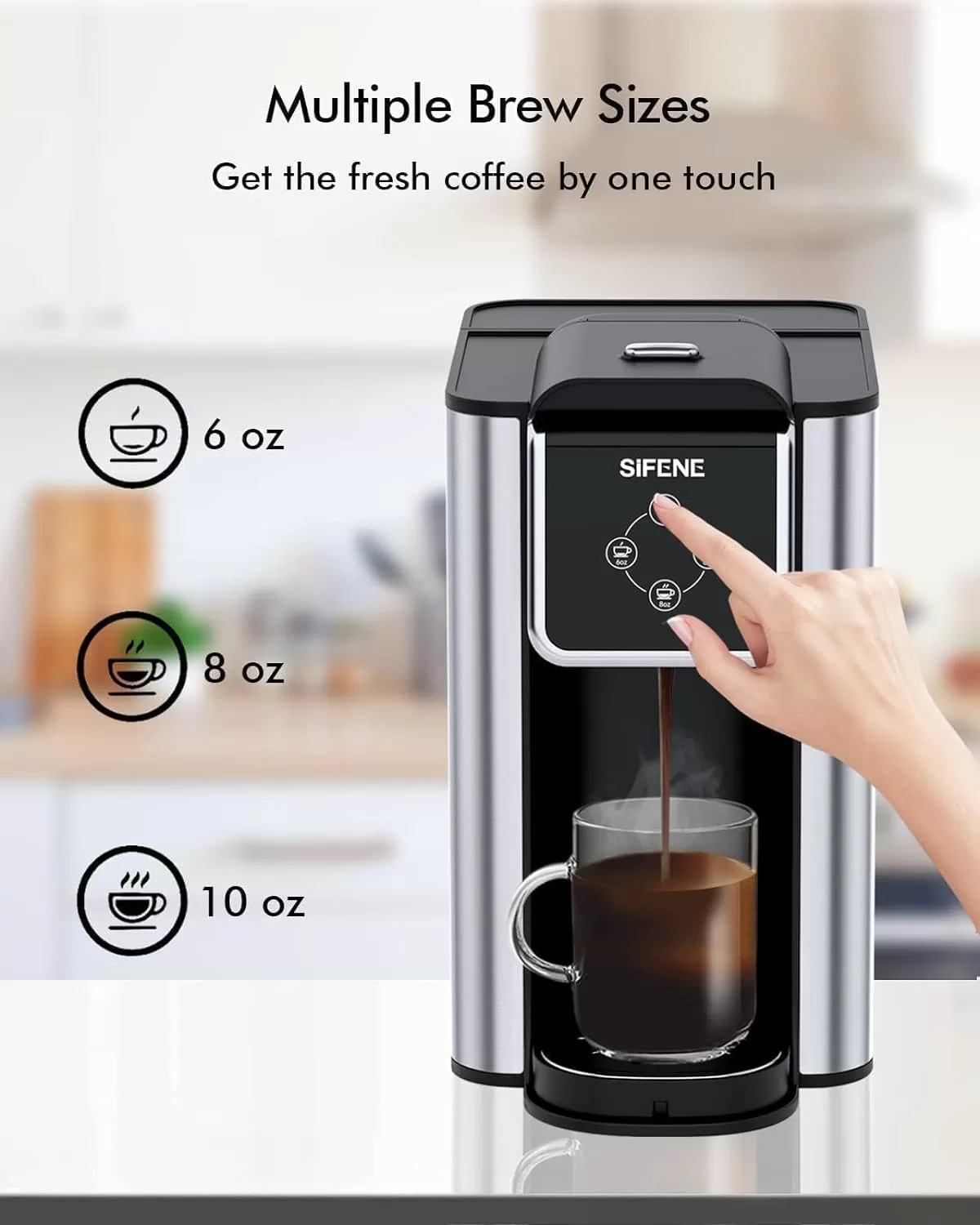 SIFENE Single Serve Coffee Maker, 3 in 1 Coffee Machine, Personal K-Pod Capsule Brewer, Black