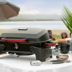 Megamaster 820-0065C 1 Burner Portable Gas Grill, Red + Black