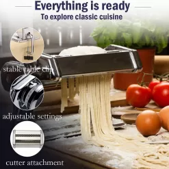 Pasta Maker Machine, 150 Roller Pasta Maker, 7 Adjustable Thickness Settings, 2-in-1 Noodles Maker